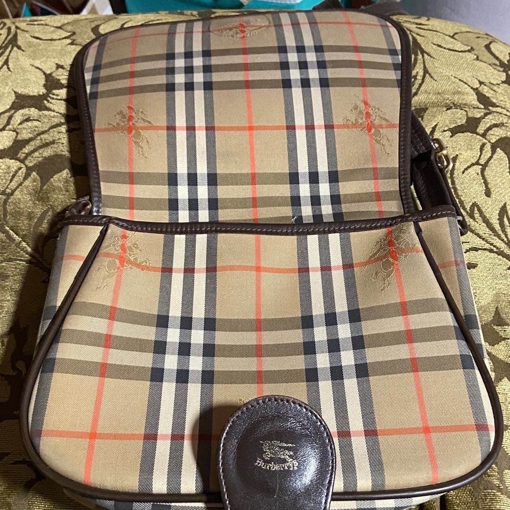 Burberry Plaid Crossbody with Pink & Orange Floral Appliqués - Picture 5 of 13